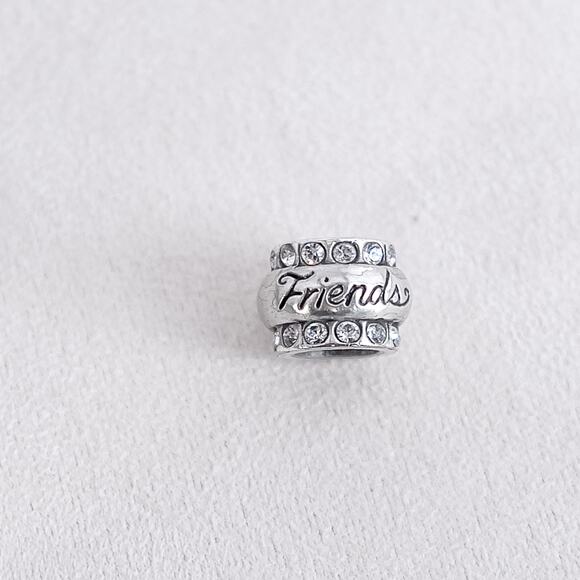 Brighton Friends Charm Bead Spacer Rhinestone Silver Plated Retired Word Charm - Picture 3 of 4